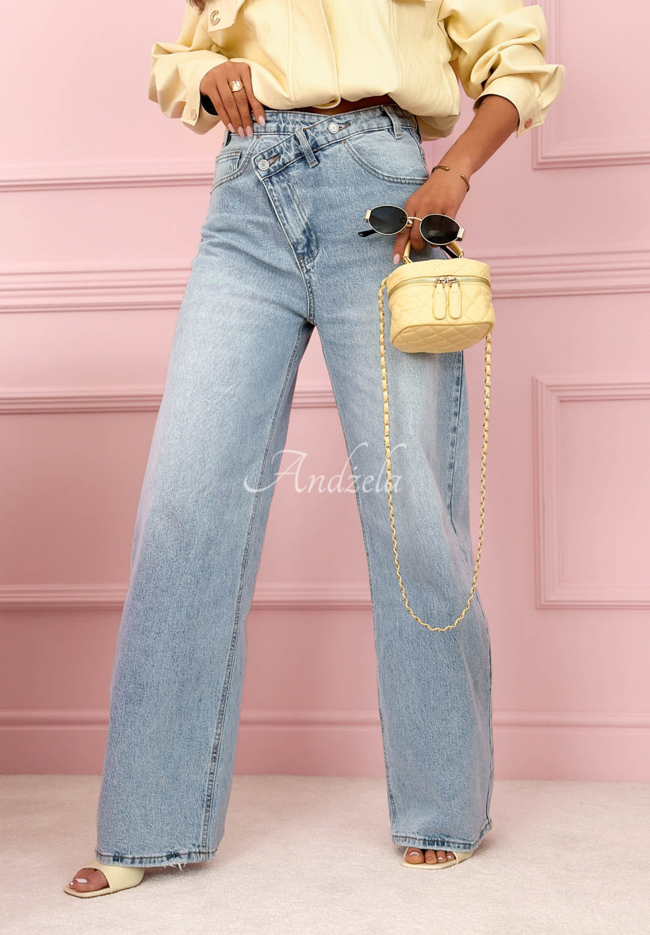 Spodnie jeansowe wide leg Denim Story niebieskie