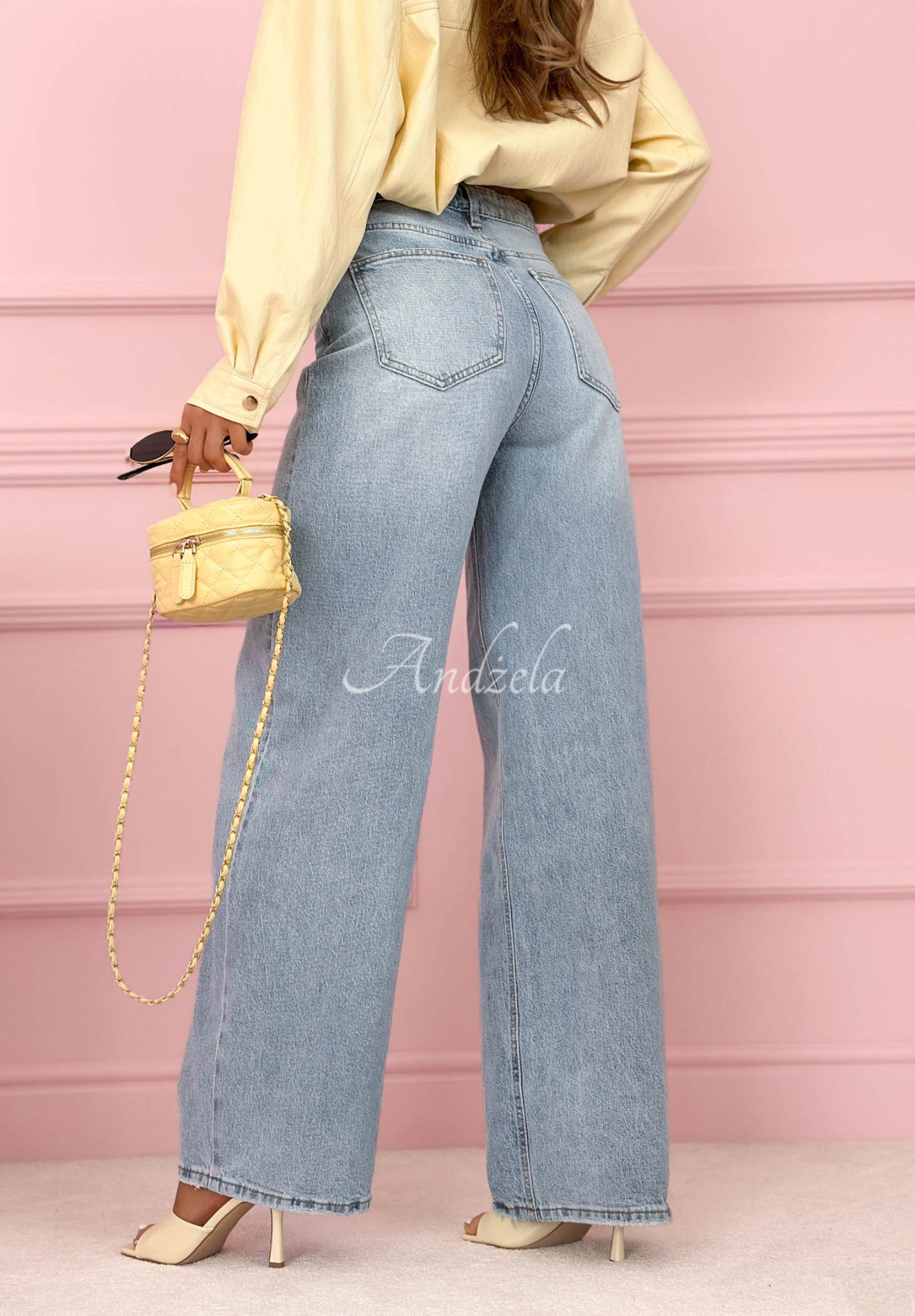 Spodnie jeansowe wide leg Denim Story niebieskie