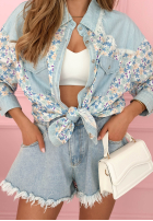 Kwiecista koszula z jeansowymi akcentami Kelly błękitna