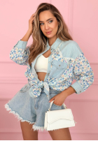 Kwiecista koszula z jeansowymi akcentami Kelly błękitna