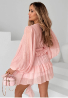 Dress z bufkami i falbankami Tea On The Patio pink