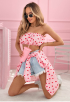 Koszula w róże Velvet Rose pudrowy róż