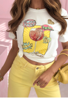 T-shirt z nadrukiem Orange Aperol biało-żółty