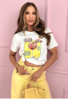 T-shirt z nadrukiem Orange Aperol biało-żółty