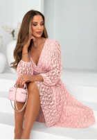 Koronkowa sukienka z marszczoną talią Good Moment żółta