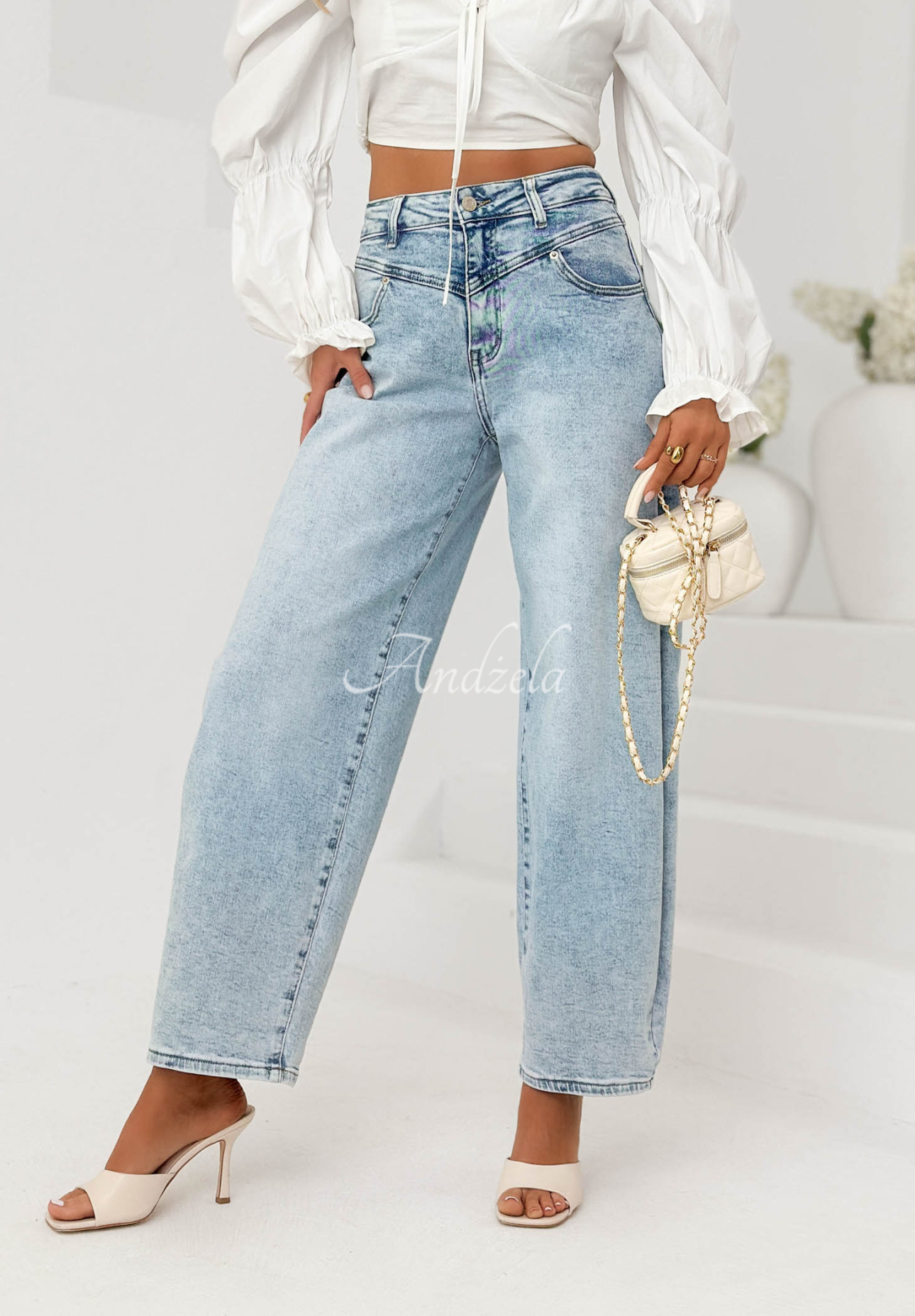 Spodnie jeansowe balloon Modern Fit niebieskie