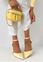 Jeansowe sandałki na słupku Nefertiti niebieskie