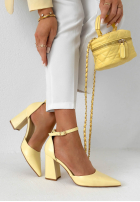 Jeansowe sandałki na słupku Nefertiti niebieskie