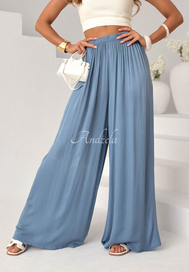 Wiskozowe spodnie wide leg Letter To Summer niebieskie II