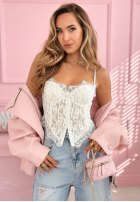 Gorsetowy top z koronką Chloe beżowy