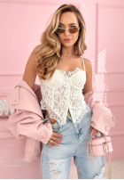 Gorsetowy top z koronką Chloe beżowy