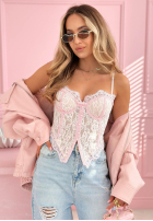 Gorsetowy top z koronką Chloe beżowy