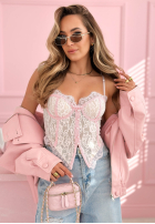 Chloe Pink Lace Corset Top