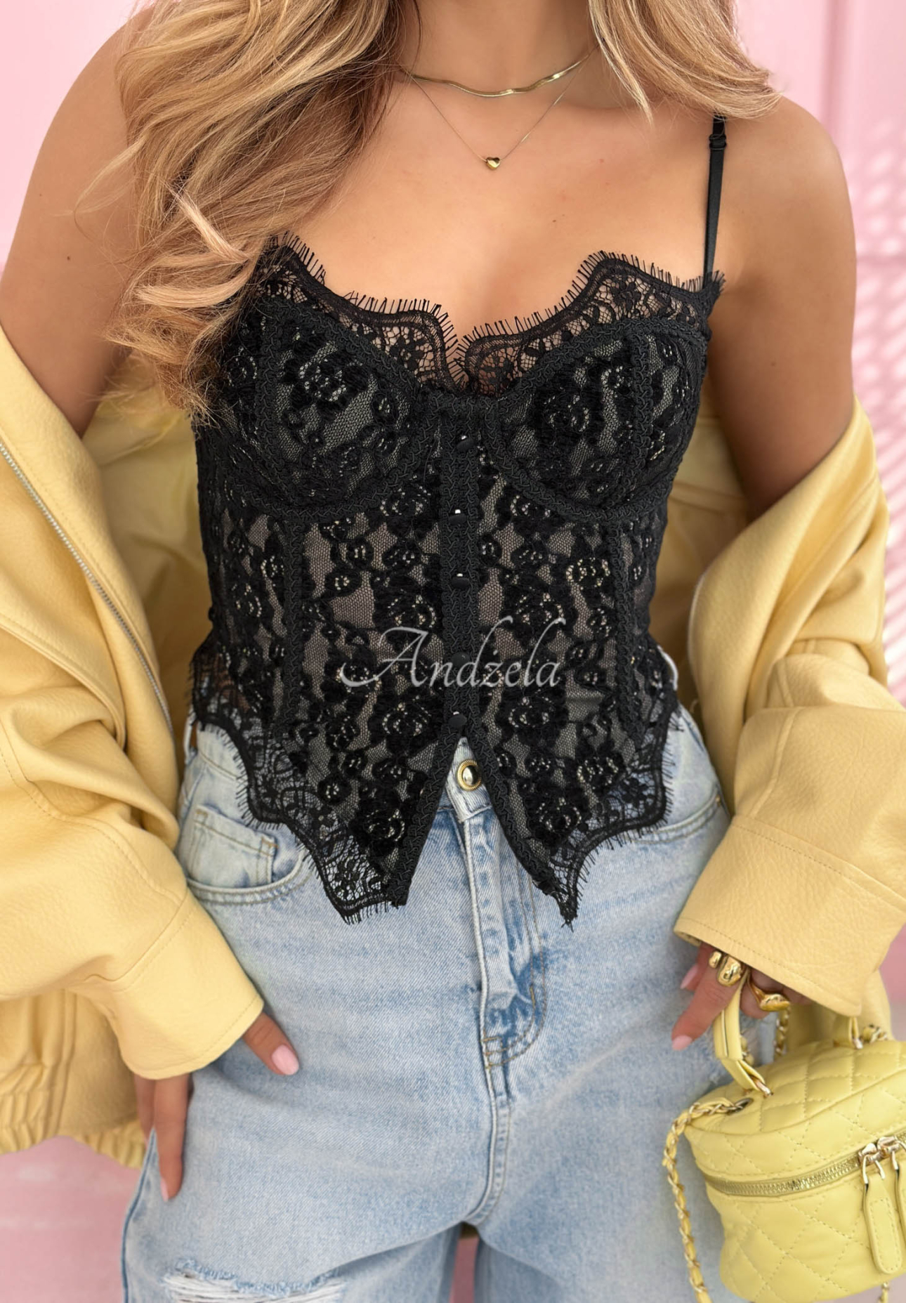 Chloe Black Lace Corset Top