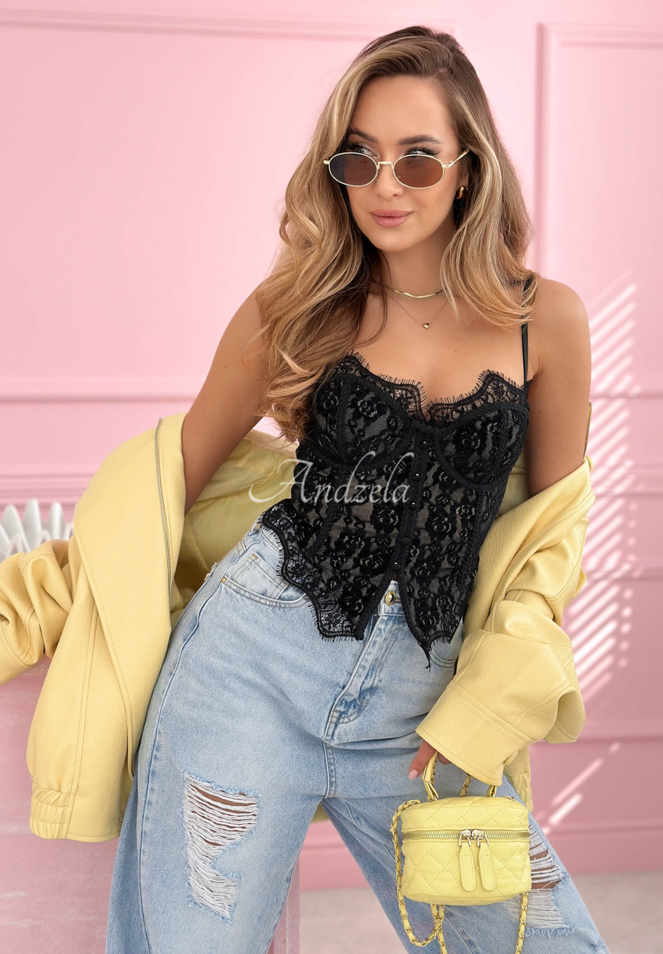 Chloe Black Lace Corset Top