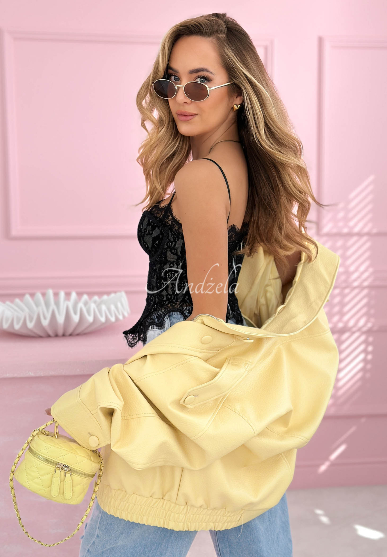 Gorsetowy top z koronką Chloe czarny