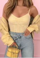 Gorsetowy top na ramiączkach Hello Beautiful ecru