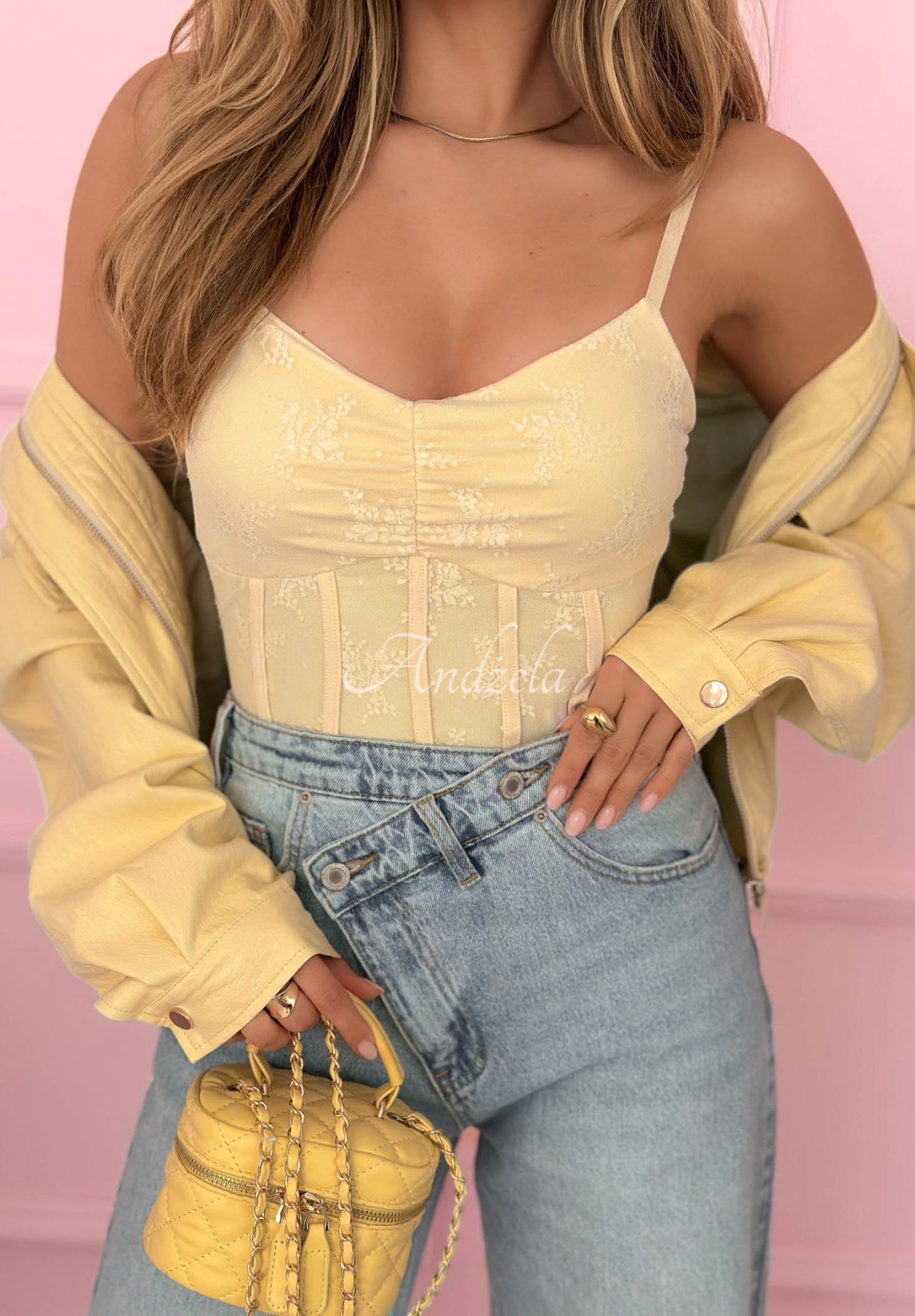 Hello Beautiful Yellow Strapless Corset Top 