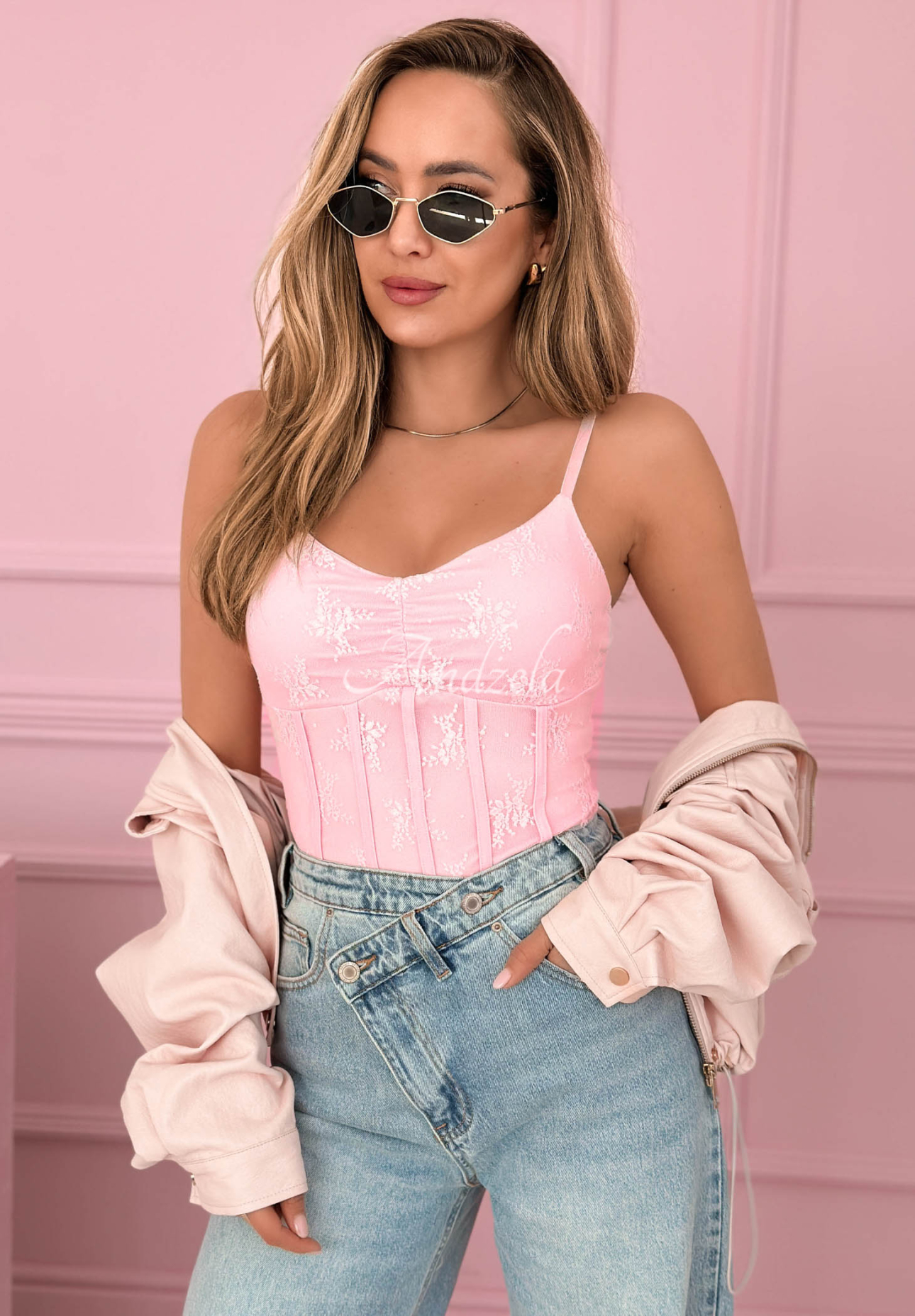 Hello Beautiful Powder Pink Strapless Corset Top