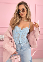 Gorsetowy top z koronką Chloe beżowy