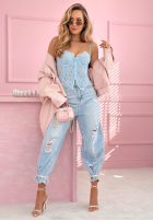 Gorsetowy top z koronką Chloe beżowy