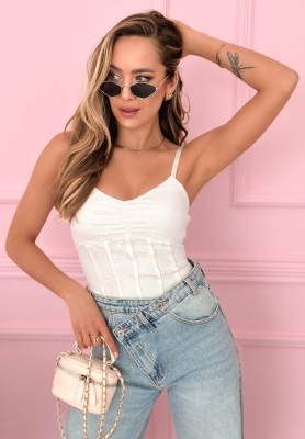 Hello Beautiful Ecru Strapless Corset Top