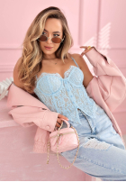 Gorsetowy top z koronką Chloe beżowy