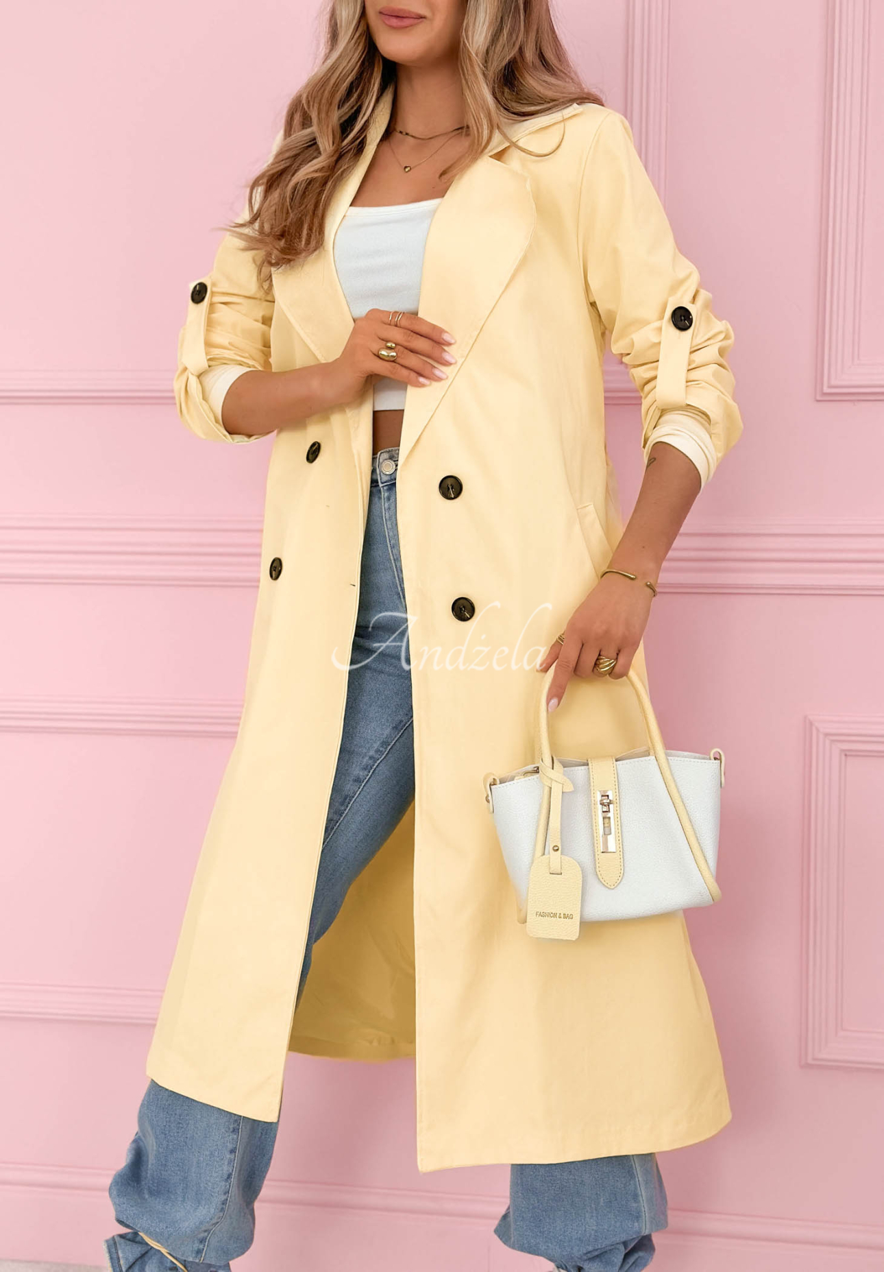 Miraldi Long Yellow Trench Coat