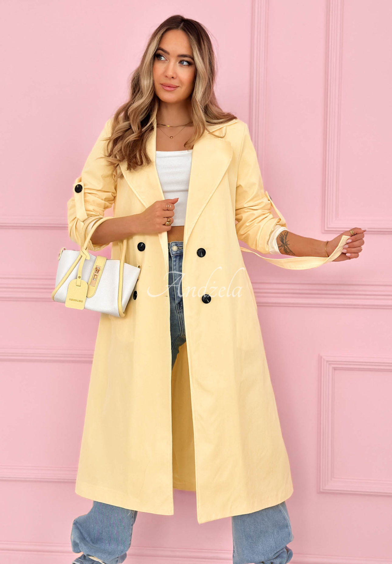 Miraldi Long Yellow Trench Coat