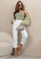 Spodnie mom fit z wiązanym paskiem Zuri żółte