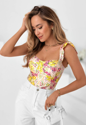 Blossom Ballet Floral Strapless Bodysuit in Powder Pink