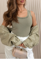 T-shirt z dekoltem Azurio mokka