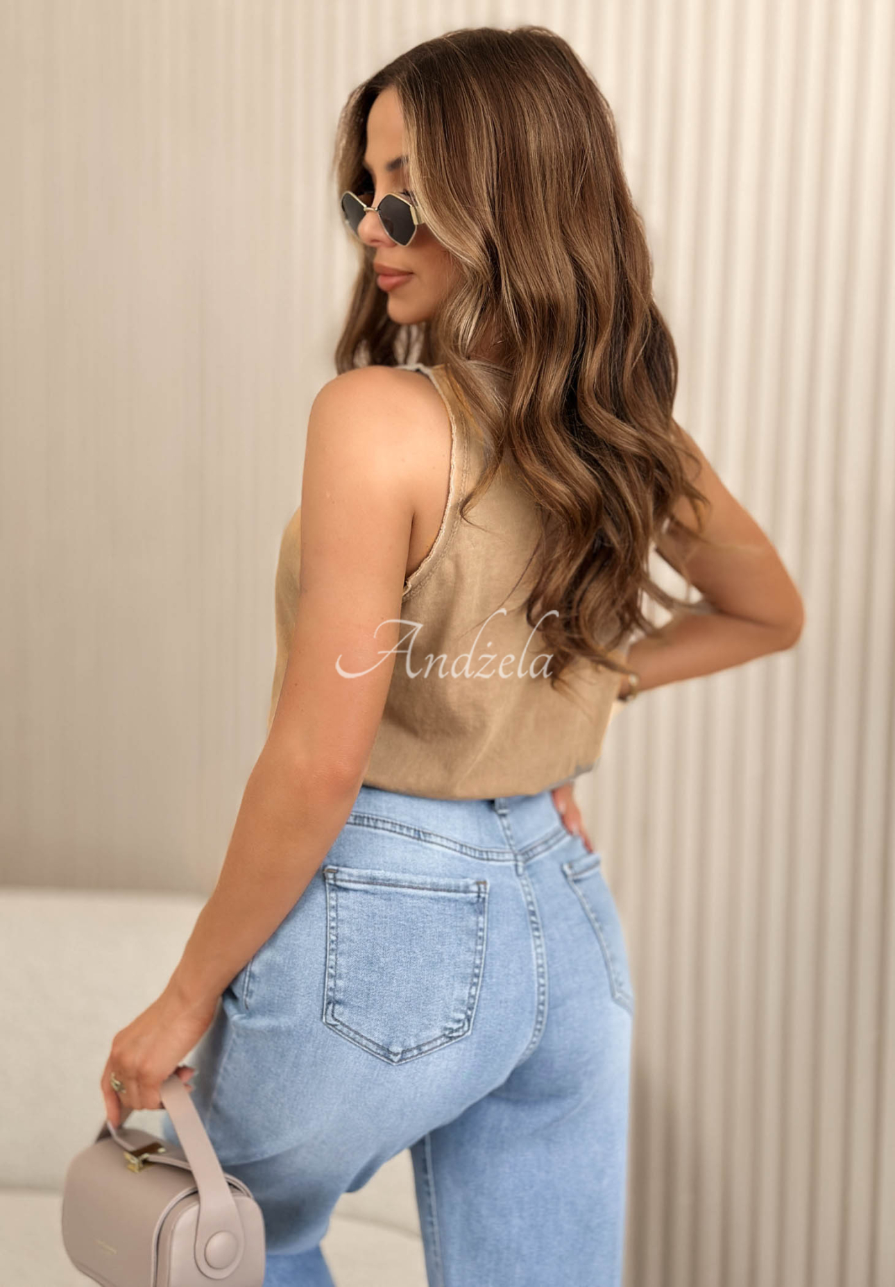 Sea And Me camel-colored V-neck top