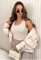 T-shirt z dekoltem Azurio mokka