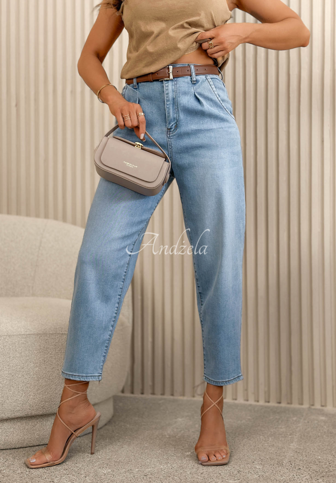 Amadeo Blue Mom-Fit Jeans