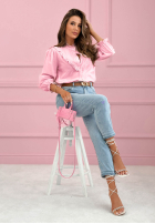 Koszula z koronkowymi falbankami Sweet Lace pudrowy róż