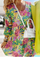 Kwiecista Dress z falbankami Flower Season in yellow