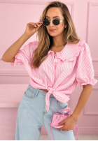 Koszula z kołnierzem w paski Kaya błękitna