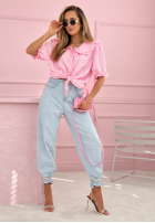 Koszula z kołnierzem w paski Kaya błękitna