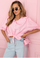 Koszula z kołnierzem w paski Kaya błękitna