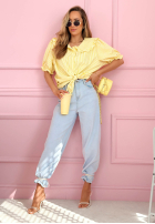 Koszula z kołnierzem w paski Kaya błękitna