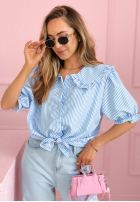 Koszula z kołnierzem w paski Kaya błękitna