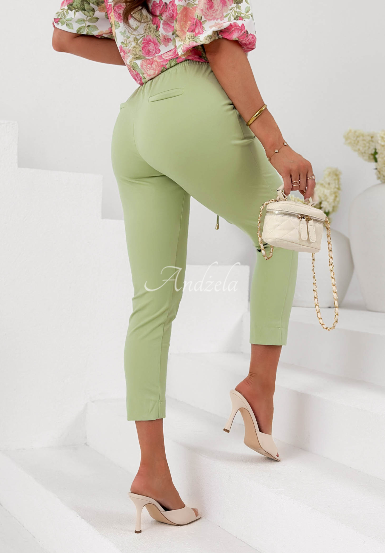 New Mood pistachio-colored viscose pants