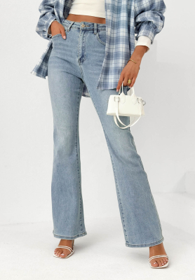 Denim Elegance Blue Bell-Bottom Jeans