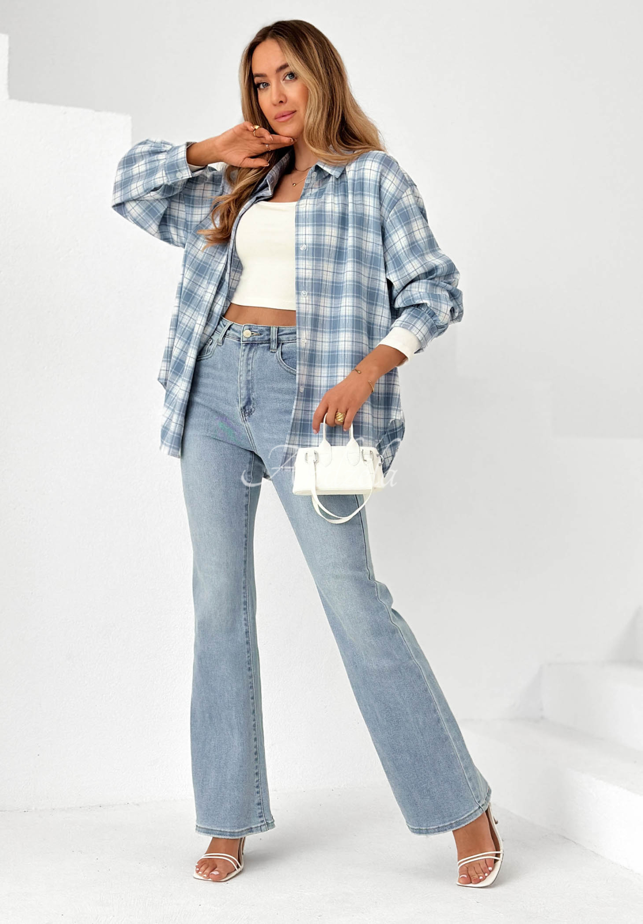 Denim Elegance Blue Bell-Bottom Jeans