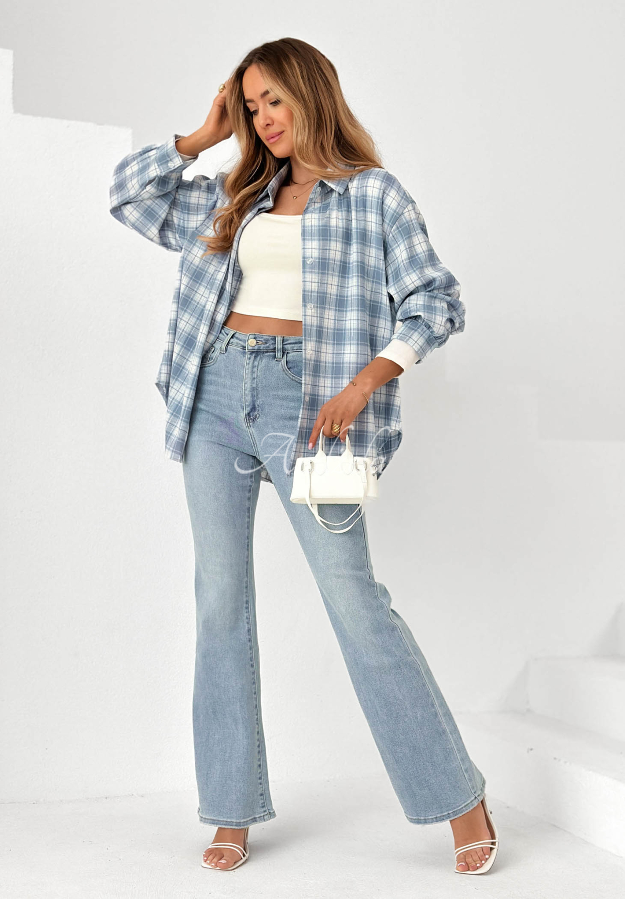 Denim Elegance Blue Bell-Bottom Jeans