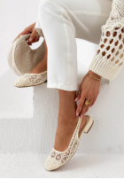 Koronkowe baleriny z odkrytą piętą Maisie beżowe
