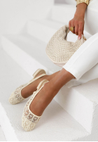 Koronkowe baleriny z odkrytą piętą Maisie beżowe