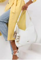 Skórzana torebka z brelokiem Arlette ecru