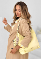 Skórzana torebka z brelokiem Arlette ecru